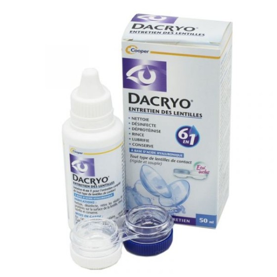 DACRYO Entretien des Lentilles 50ml - Solution 6 en 1 à l' Acide Hyaluronique