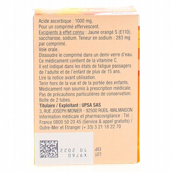 Vitamine C 500mg UPSA 30 comprimés à croquer - Fatigue passagère