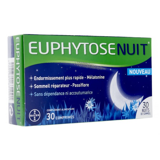 EUPHYTOSE NUIT - Comprimé, complément alimentaire à base de mélatonine et de passiflore - bt 30