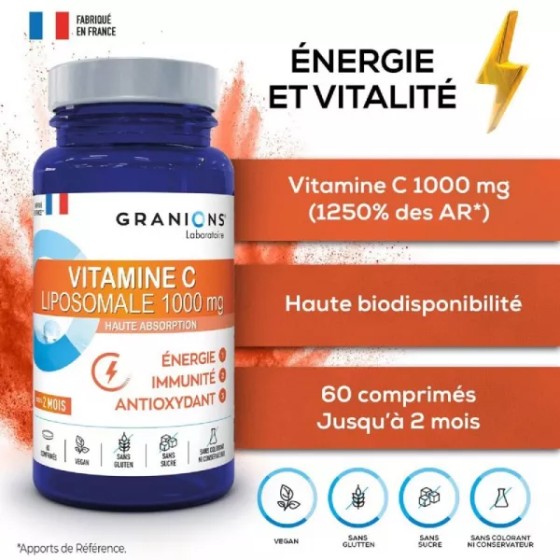 Granions Vitamine C Liposomale 1000 mg 60 comprimés - Energie, Immunité, Anti-oxydant